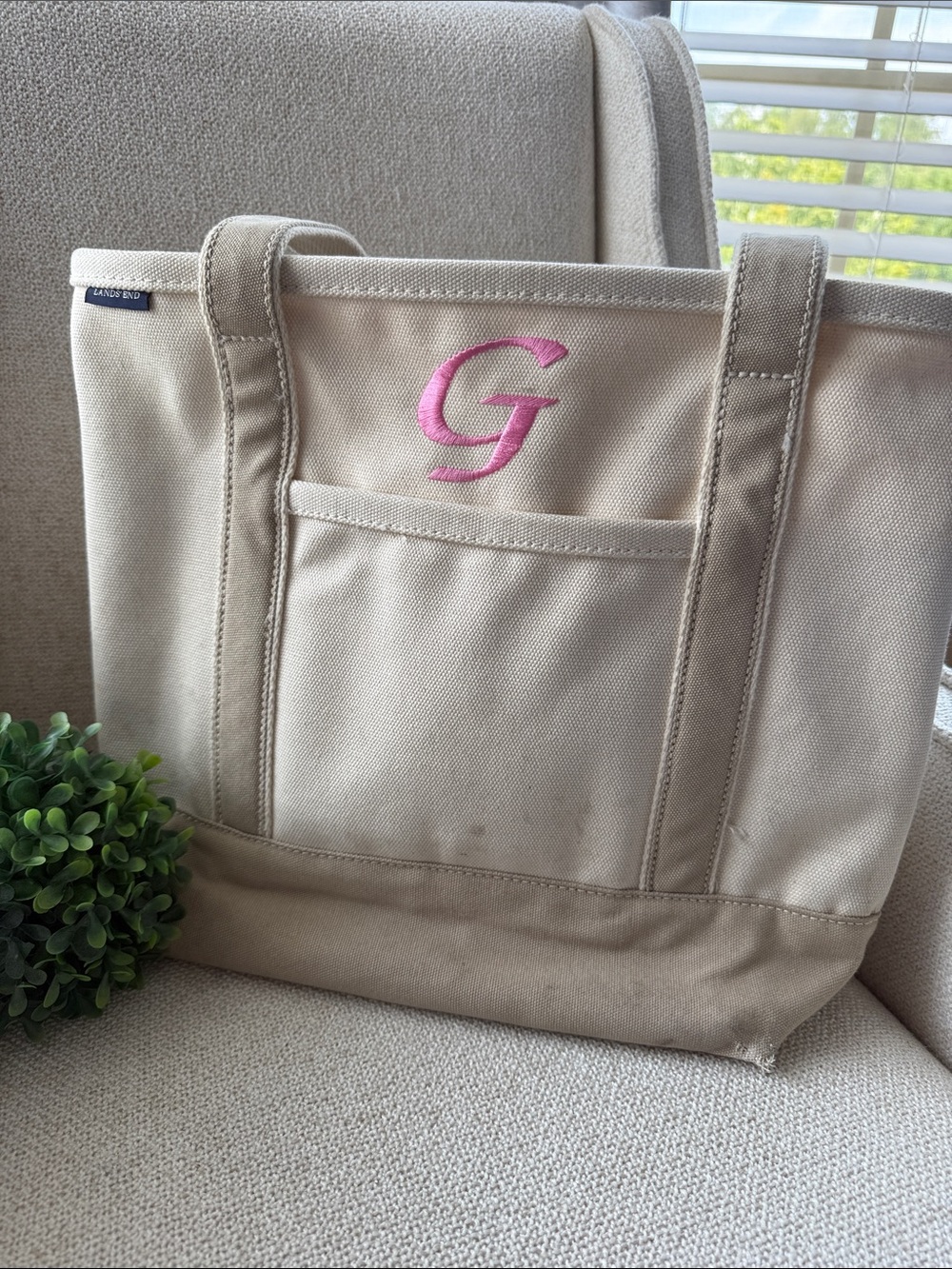 Land’s End Monogram G medium tote bag beige